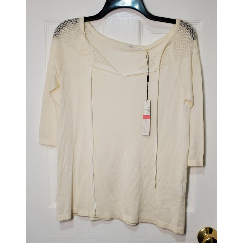 Tahari Bertha Sweater Open Knit Pullover Ivory White Size XS NWT